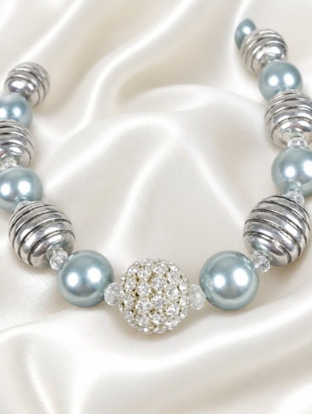 Blue Crystal Fashion Statement Necklace